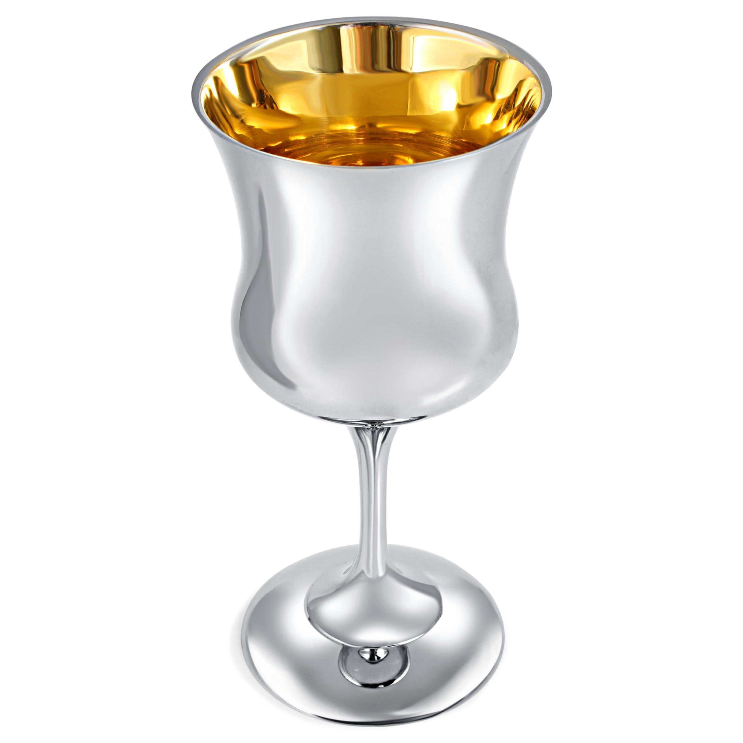 Zion Judaica Ltd Zion Judaica Classic High Polished Kiddush Cup Goblet For Shabbat, Passover and Yom Tov 5.75 oz Wine Cup for Rosah Hashanah Jewish New Years Gift for Bar/Bat Mitzvah Wedding Bris