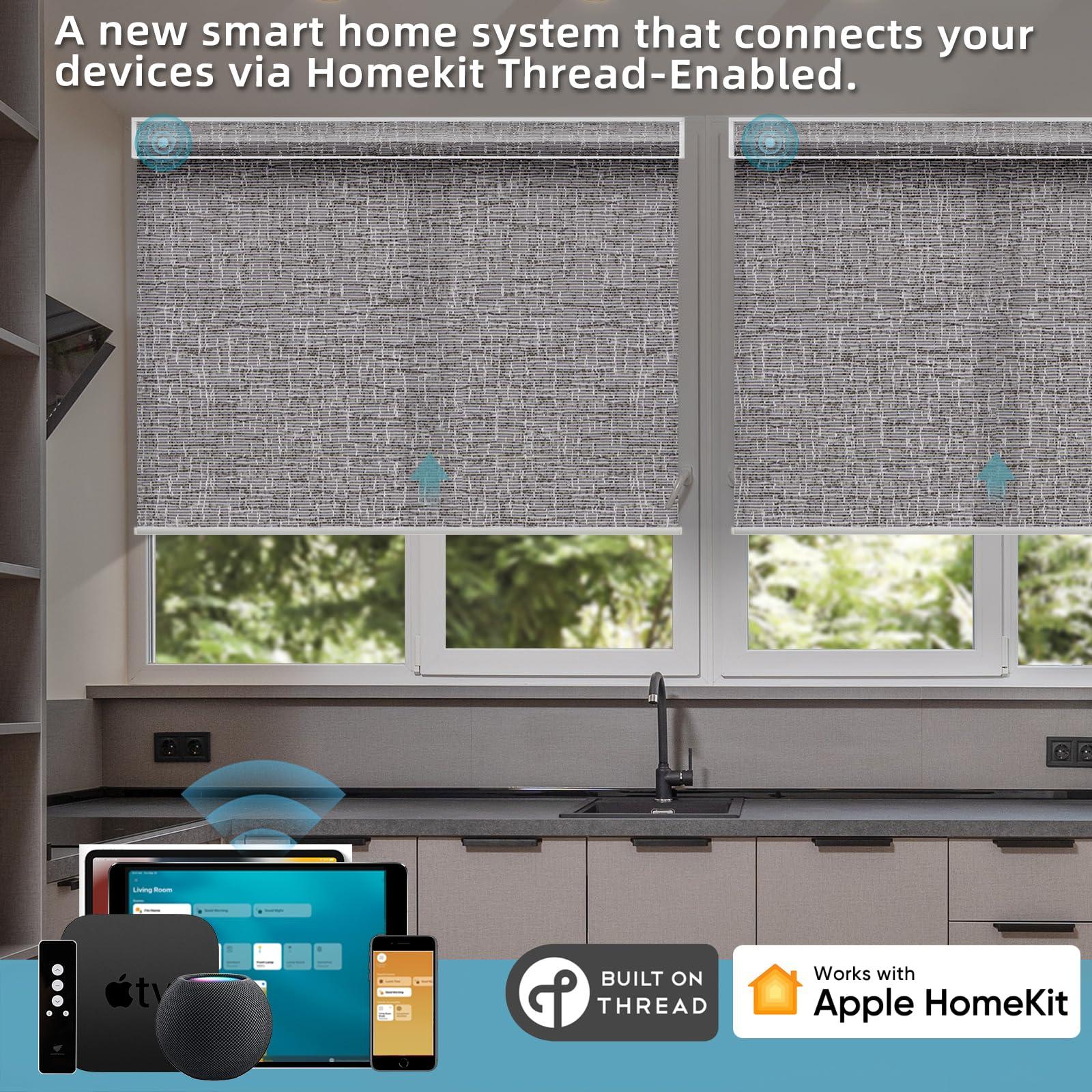 SmartWings SmartWings Motorized Blinds with Remote, Compatible with Homekit Thread-Enabled Shade, Light Filtering Cordless Smart Shade, Electric Automatic Sunscreen Blinds, Customized, Safari Midnight