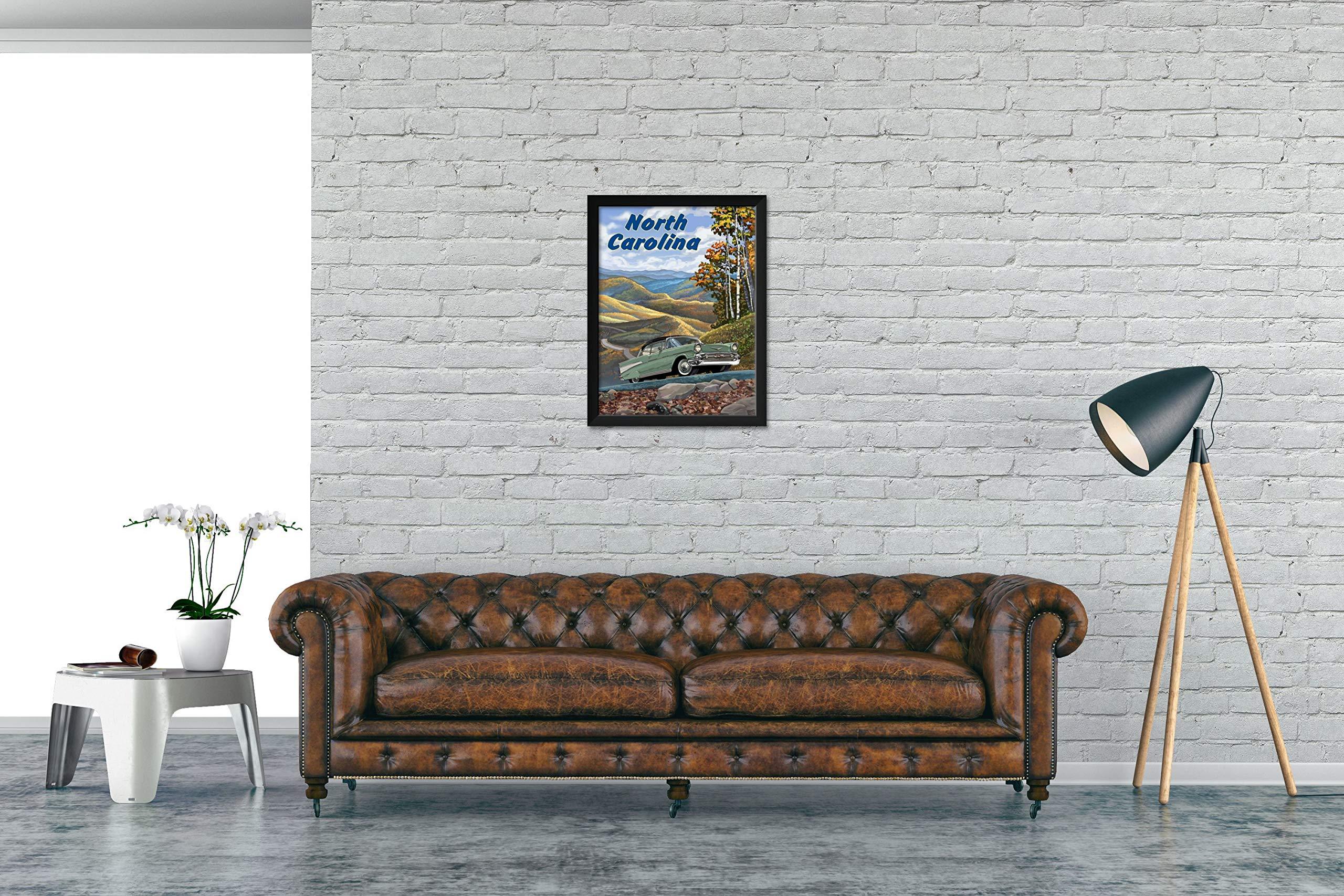 Northwest Art Mall North Carolina Chevy Professionally Framed Art Print from Travel Artwork by Artist Paul A. Lanquist Framed Art Size: 20\" x 26\"