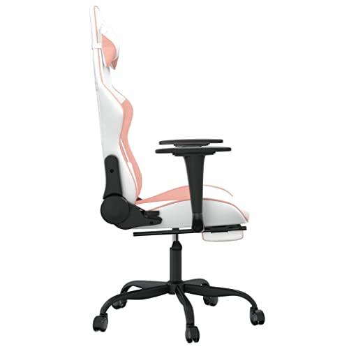 GOLINPEILO GOLINPEILO Massage Gaming Chair with Footrest,Faux Leather Computer Game Chair,Massage Office Chair,Ergonomic Desk Chair PC Gaming Chair for Adults Teens(White&Pink)