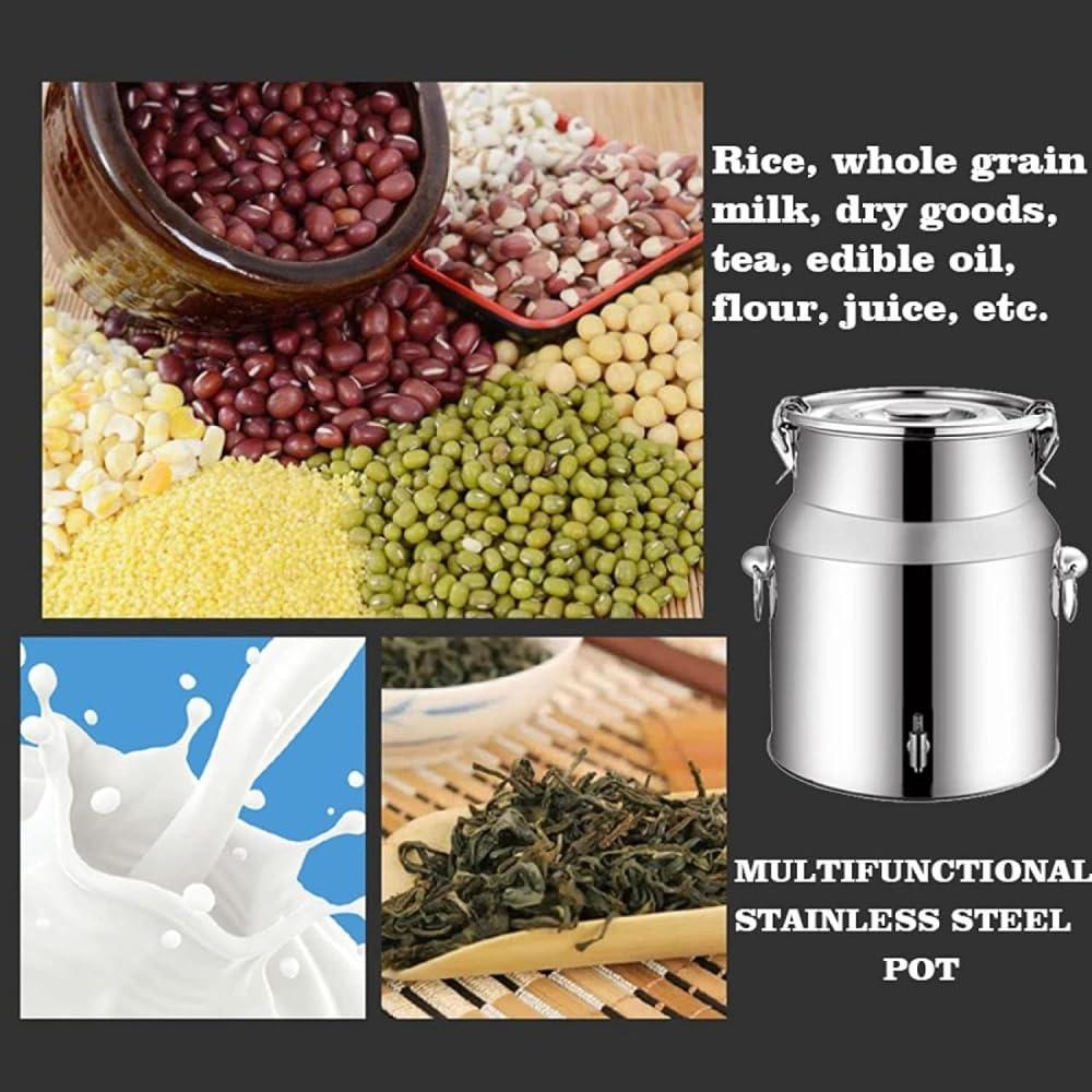 LRTYZBD LRTYZBD Stainless Steel Milk Can - Airtight Milk Oil Tank Water Jug Wine Transport Barrels with Sealed Lid and Spigot for Liquid Storage Container-A||5L