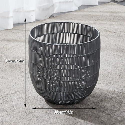 WNGJZZYC WNGJZZYC Imitation Rattan Woven Laundry Basket with Metal Frame, Laundry Hamper Large Capacity, Lightweight Multipurpose Portable Clothes Laundry Baskets(33x34cm/13x14in)