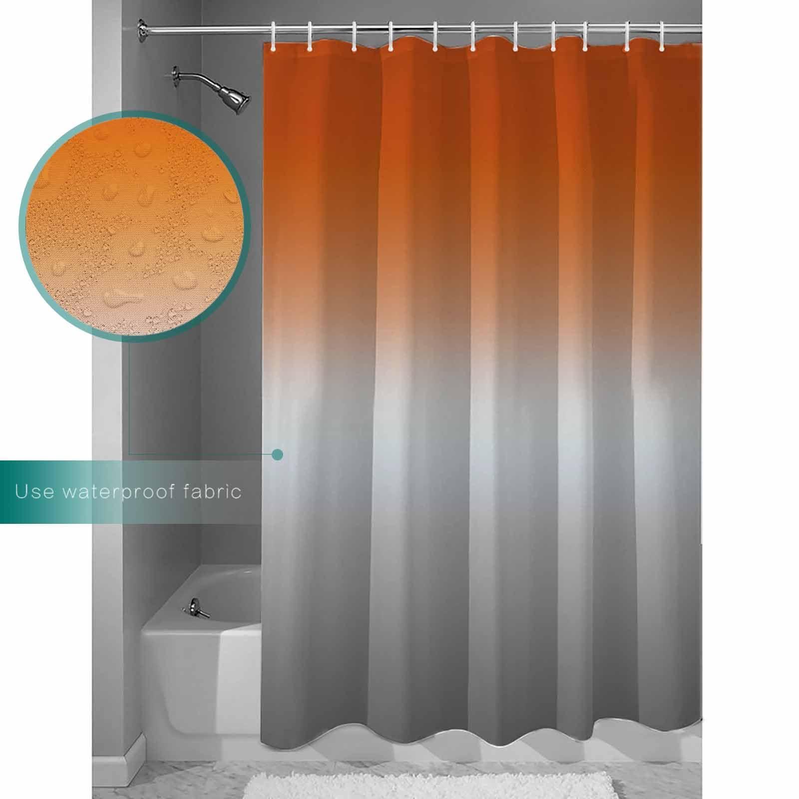 Wotrend Abstract Shower Curtain for Bathroom 72\" x 84\" Gradient Orange and Gray Shower Curtain with Hooks Polyester Waterproof Home Bathtub Decor