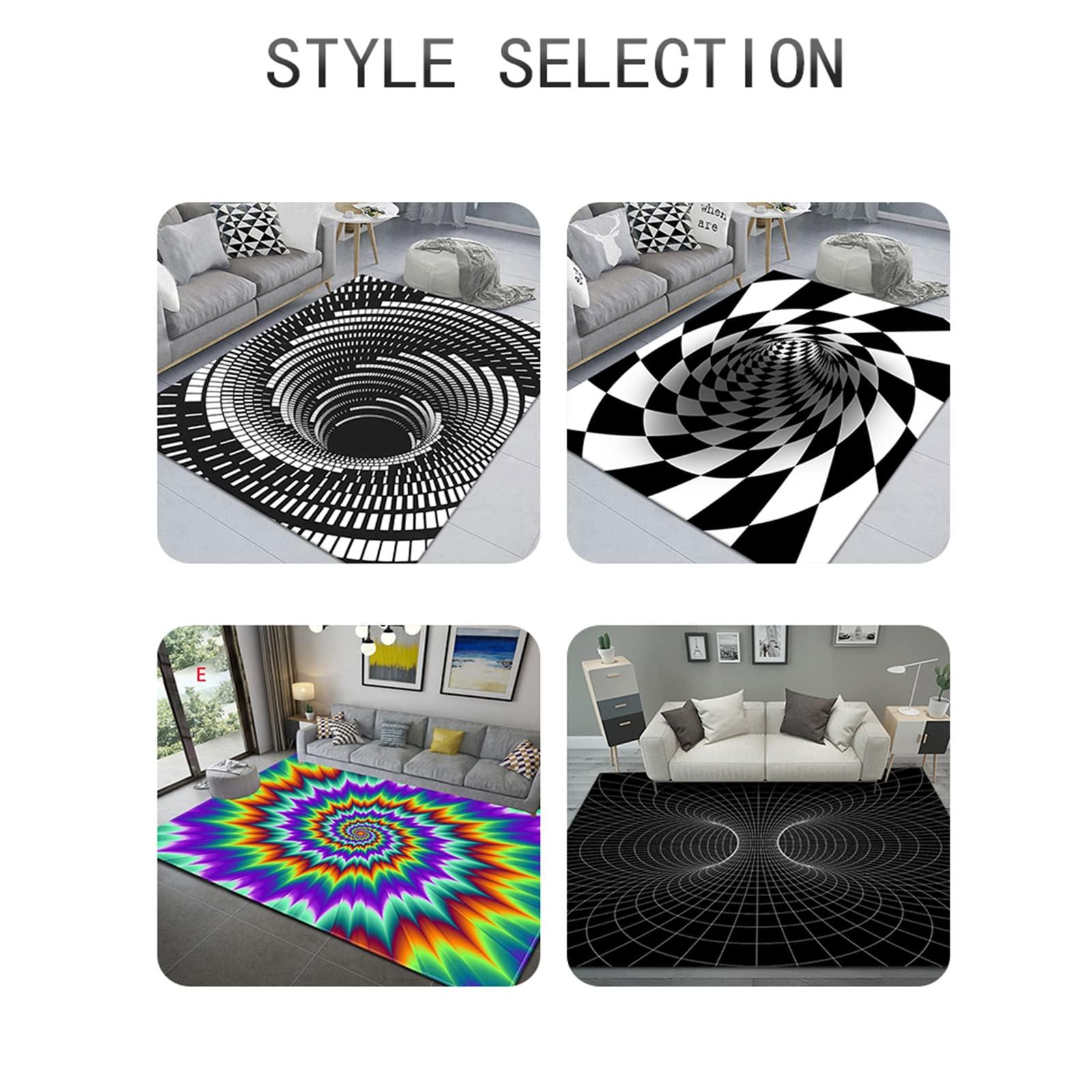 Mrxfn 3D Area Rug Floor Mat 3D Bottomless Hole Optical Illusion Area Rug Visual Rug for Living Room Home Front Door Bedroom Bathroom Kitchen Black White Checkered 3D Carpets 95 in x 197 in