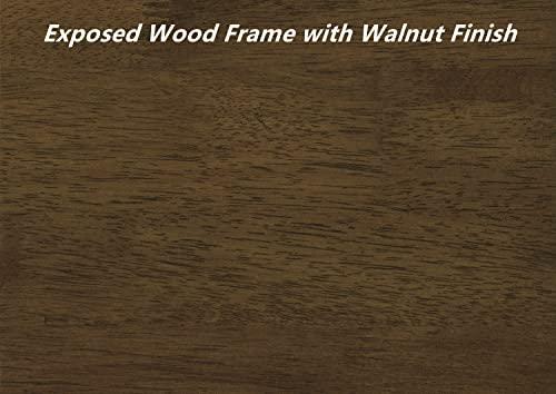 KJGJ KJGJ Retro Mid Century Accent Chair with Cushion Modern Armchair Side Chair Upholstered Lounge Chair with Walnut Finish Solid Wood Perfect for Bedroom Living Room (Light Brown)