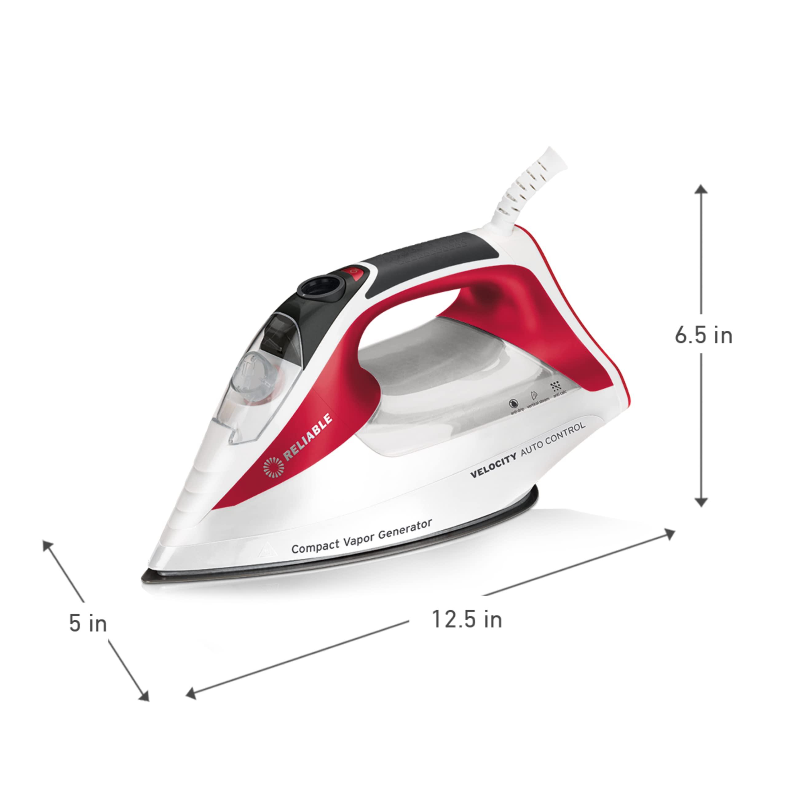 Reliable Reliable Velocity 270IR Steam Iron - Auto Control Compact Vapor Generator with Sensor Technology, Patented Technology for Continuous Steam, Zero Leaks, Perfect Temperature, 8 Programmable Setting