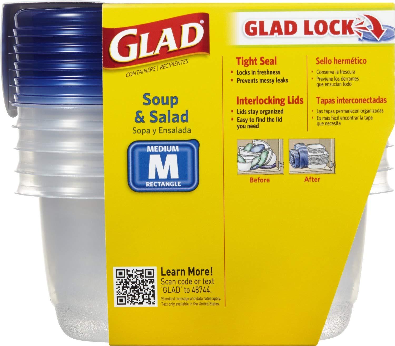 Glad Glad Food Storage Containers, 24 oz, 5 Count