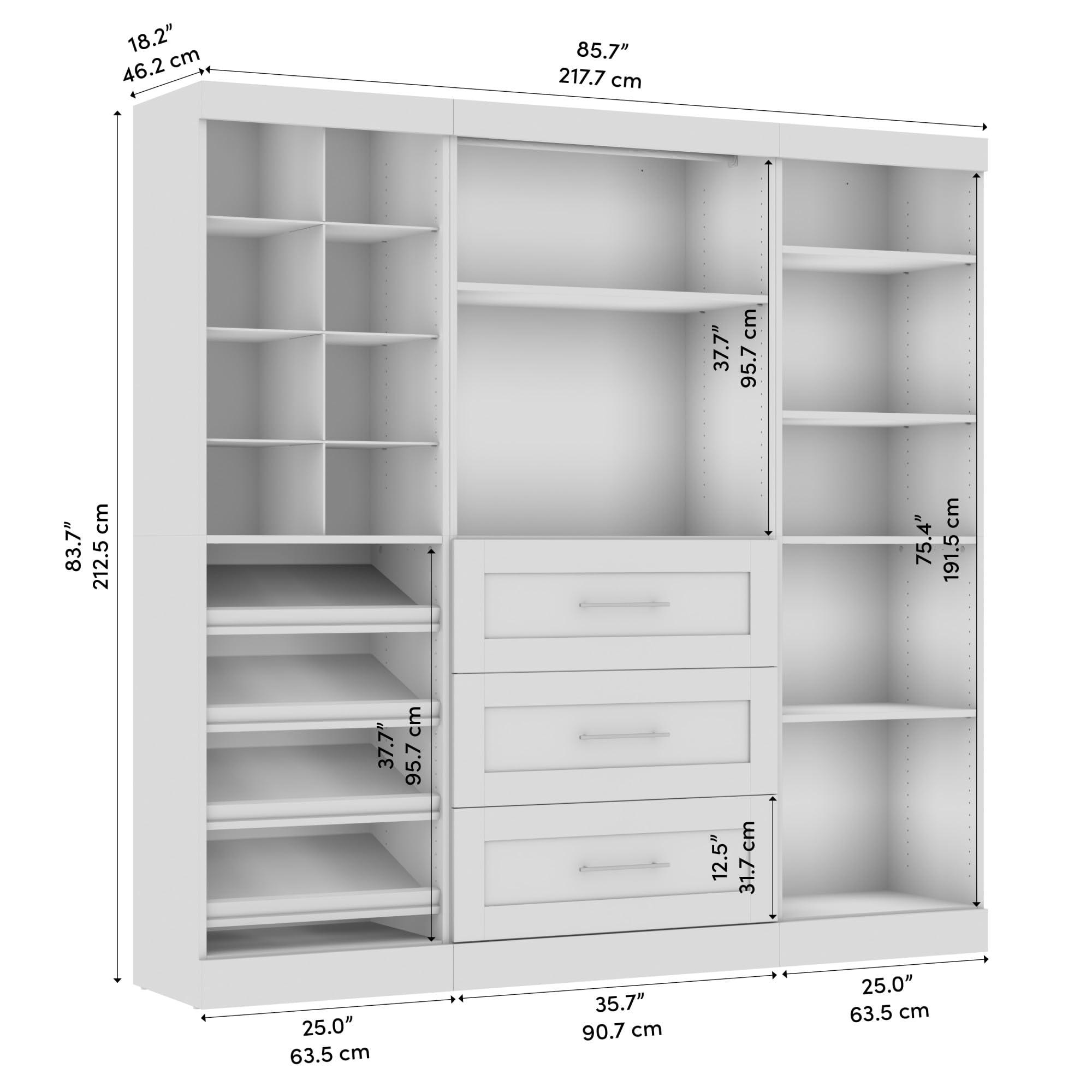 Bestar Bestar Closet Organizer System 86-inch for Walk-In Closets, Bedroom, Entryway, Pur Collection, Modern, White