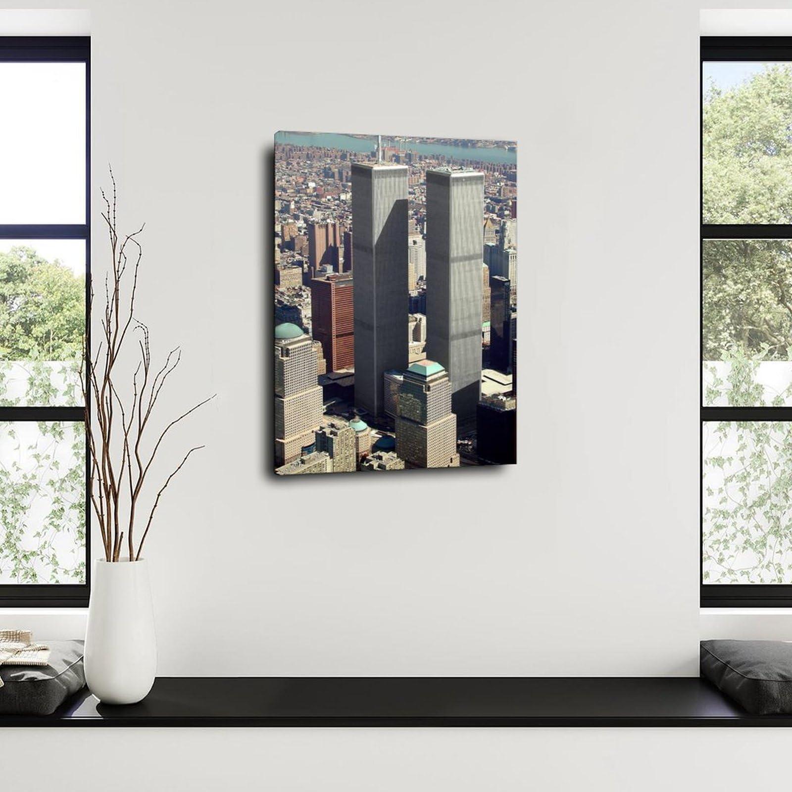 Generic World Trade Center Twin Towers Retro Poster 1 Canvas Painting Wall Art Poster for Bedroom Living Room Decor 12x18inch(30x45cm)