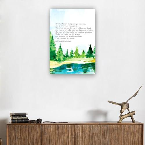 Ghfarez Ghfarez A River Runs Through It Fishing Quote Wall Art Poem Poster Kitchen Decoration Hanging Canvas Artwork Dining Room Pictures Wall Decorative (8.00\'\'x12.00\'\',Unframed)