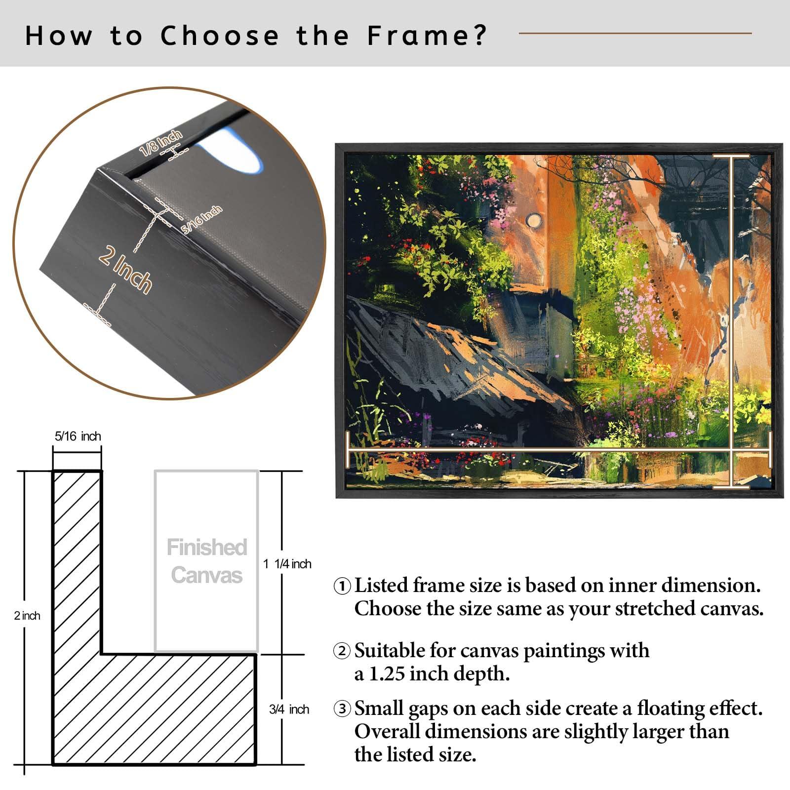 Texas Art Canvas Float Frames 12x30 Frame, Floating Frames for Canvas Prints Floater Frame for Finished Canvas, Vertical & Horizontal Wall Hanging Large Frame for Canvas Paintings, Floating Wall Art Decor