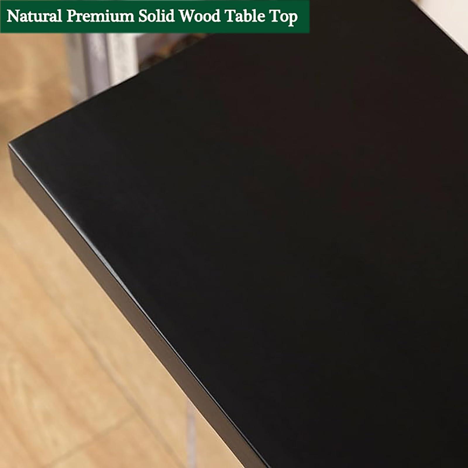 Topjia Bar Height Table,Solid Wood Tabletop & Acrylic Leg,Modern Bar Top Table Narrow Bar Table,Tall Counter Height Table Transparent Pub Tables Dining Table Kitchen Table,No Stool(47.2\", Black)