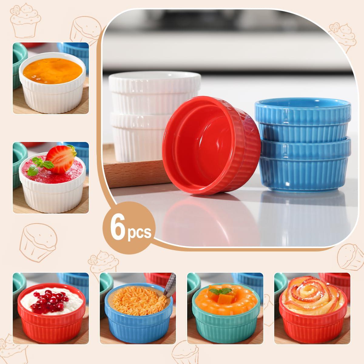 Vidalenta Vidalenta Mini Ramekins 1.5 oz Dipping Sauce Cups Ceramic Tiny Ramekins Set of 6 - Porcelain Souffle Dish Condiment Cups Small Bowls for Charcuterie Board, Microwave & Oven Safe, WhiteGreen