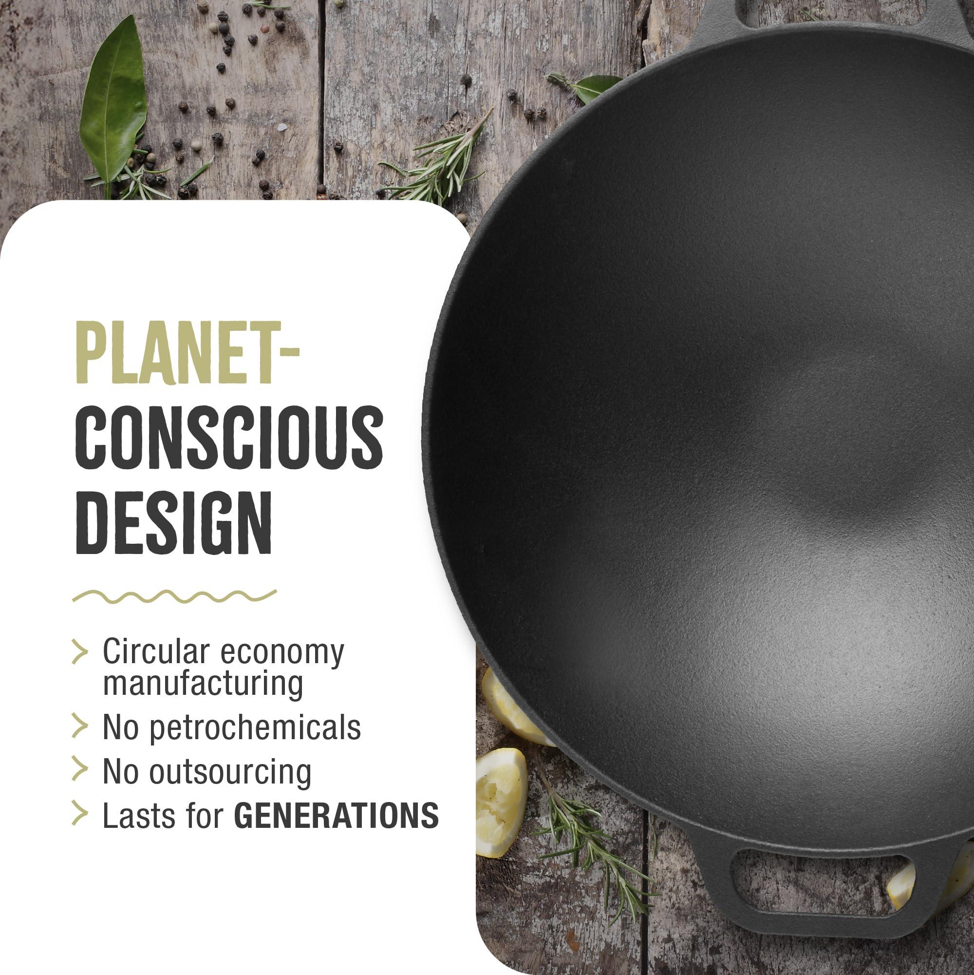 Victoria Victoria Cast Iron Wok with Loop Handles, Made in Colombia, 14 Inches