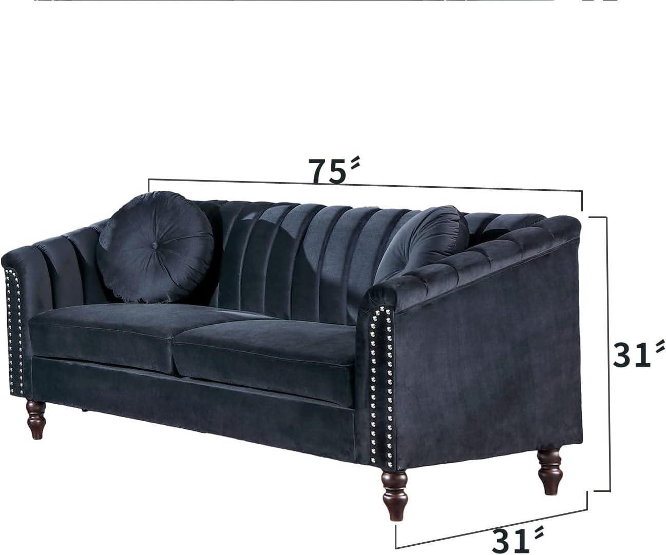 AYCP AYCP Contemporary Microfiber Fabric Sofa Set, Living Room Furniture Set, Couch Set for Living Room Furniture, Modern Office Sofa Sets Apply to Home and Office (Black, Sofa)