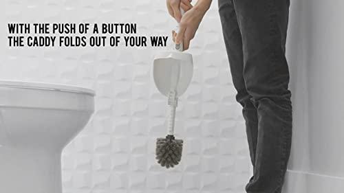 ELYPRO ELYPRO Drip-Free Toilet Brush with Holder - Hygienic White Bathroom Bowl Cleaner, Portable Scrubber with Unique No-Drip Caddy, Ideal for Home, RV, Boat