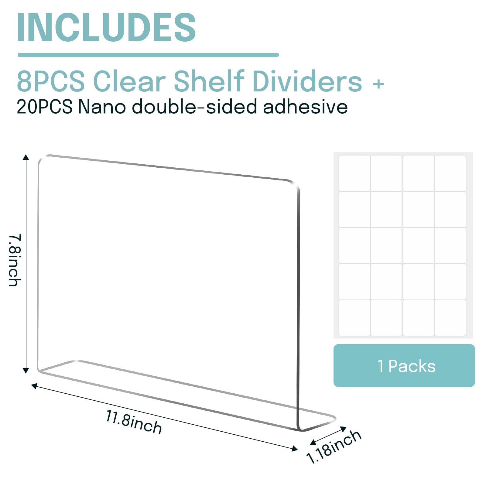 Harava Harava Shelf Dividers for Closet Organization: Durable Clear Acrylic Divider Organizer for Shelves - Vertical Adjustable Shelving Separators for Clothing Purse