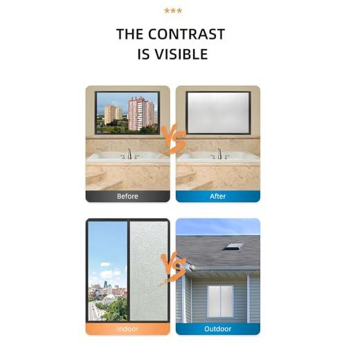 Sunice Sunice White Opaque Window Film Self Adhesive Frosted White Privacy Protection Sun Blocking Heat Rejection Glass Tint for Home,Building 23.6in x 79in