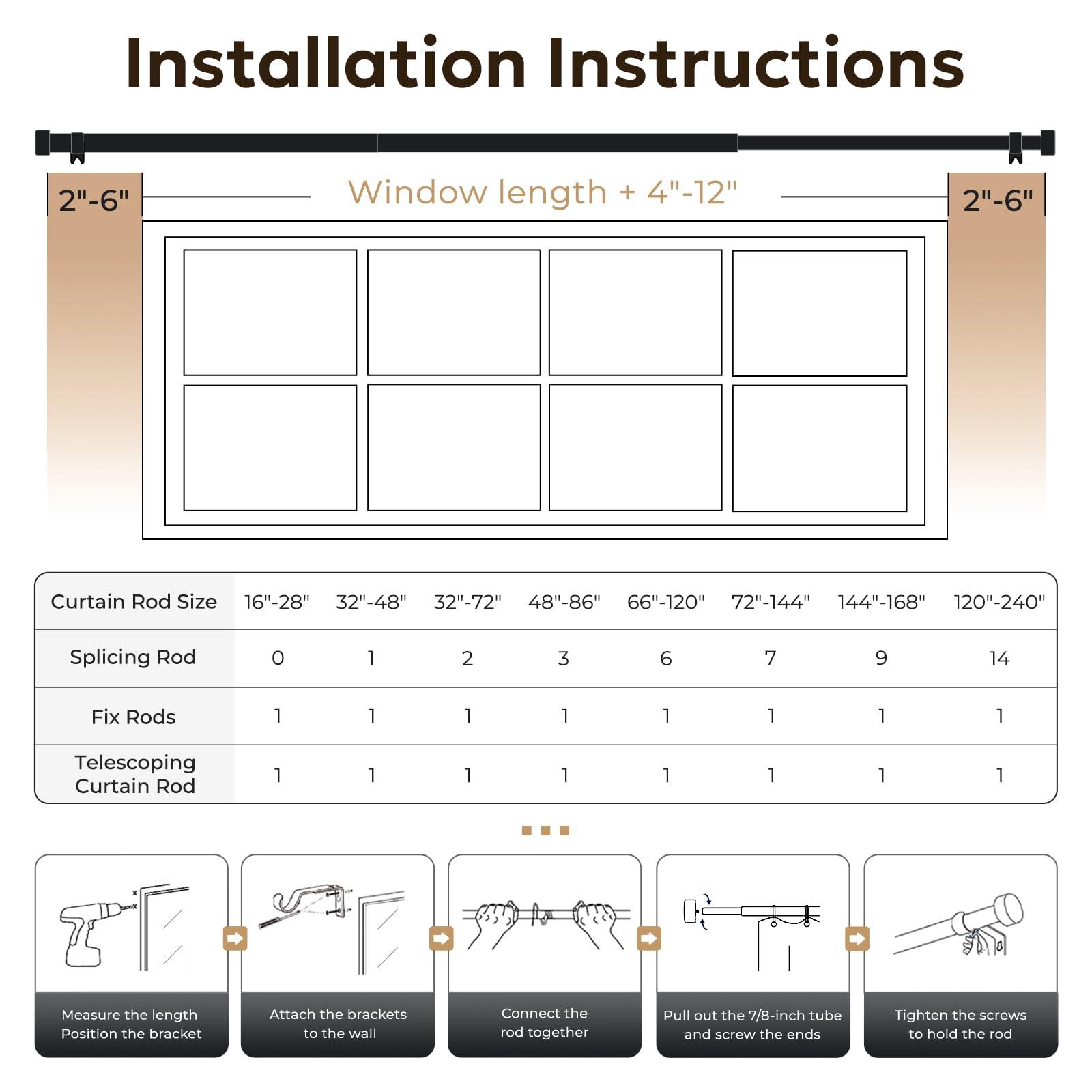 zeerobee Zeerobee Curtain Rods for Windows 32 to 72, 1 Inch Heavy Duty Drapery Rods with Adjustable Length, Outdoor Modern Curtain Pole with Simple End Caps, 32"-72", Brushed Gold