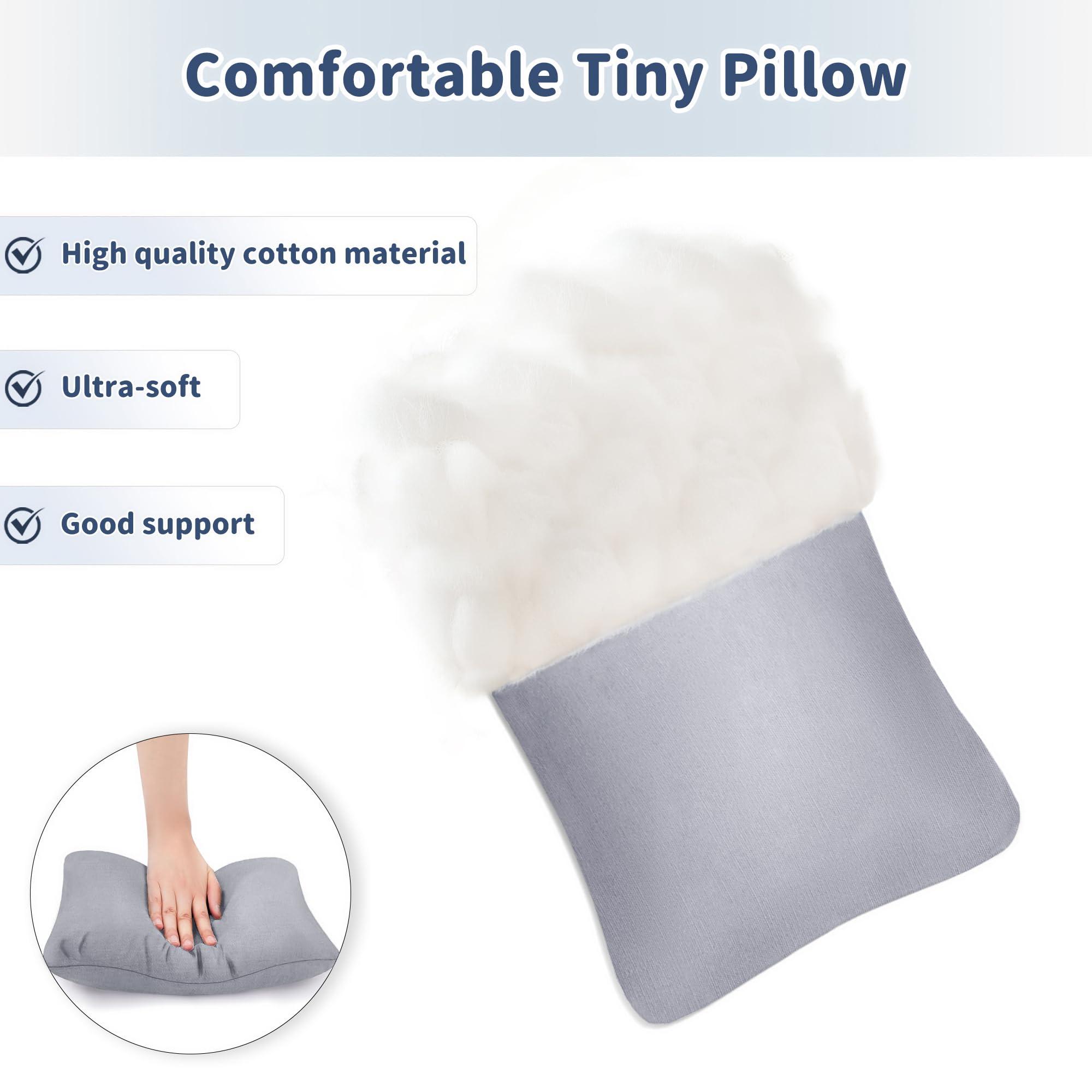 Pro Goleem Pro Goleem Small Pillow 11x6x2.5 Small Pillows for Sleeping and Traveling Mini Pillow with Name Tag Tiny Pillow for Kids Pillow Neck Lumbar Knee Nap Pillow Pet Pillow, Gray