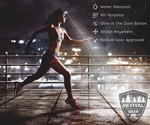 Revival Gear Hat Light Rechargeable LED Headlamp: Head Lamps Strap Clip On Flashlight Headlamps for Hardhat & Hats for Camping, Running, Working Hard Hats, Cycling, Walking, Hiking