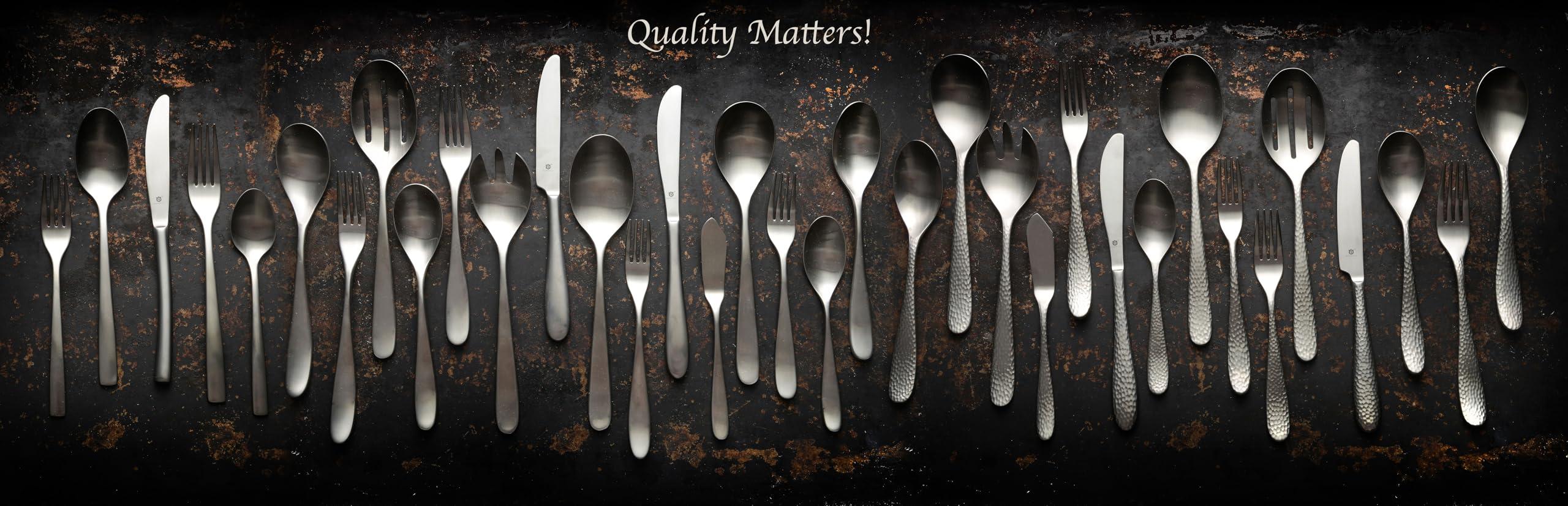 D DANIALLI DANIALLI Modern Marettimo Silverware Set - 18/10 Stainless Steel Flatware Set for Elegant Dining - Dishwasher Safe Cutlery Set (40-Piece Matte)