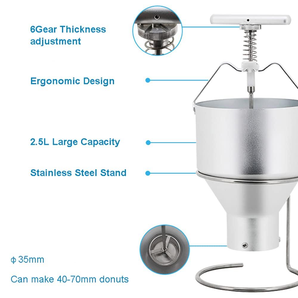 NF Commercial Doughnut Maker 3L Manual Donut Making Machine Stainless Steel Donut Dispenser with 6 Gear Adjustable Width