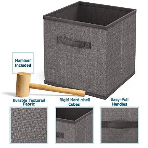 Nestl 12 Cube Storage Organizer - Gray Cube Organizer Shelf, DIY Storage Cubes Organizer Shelves with Fabric Storage Cubes, Sturdy Cubbies Storage Shelves, Cube Storage Shelf for Bedroom, Playroom and More