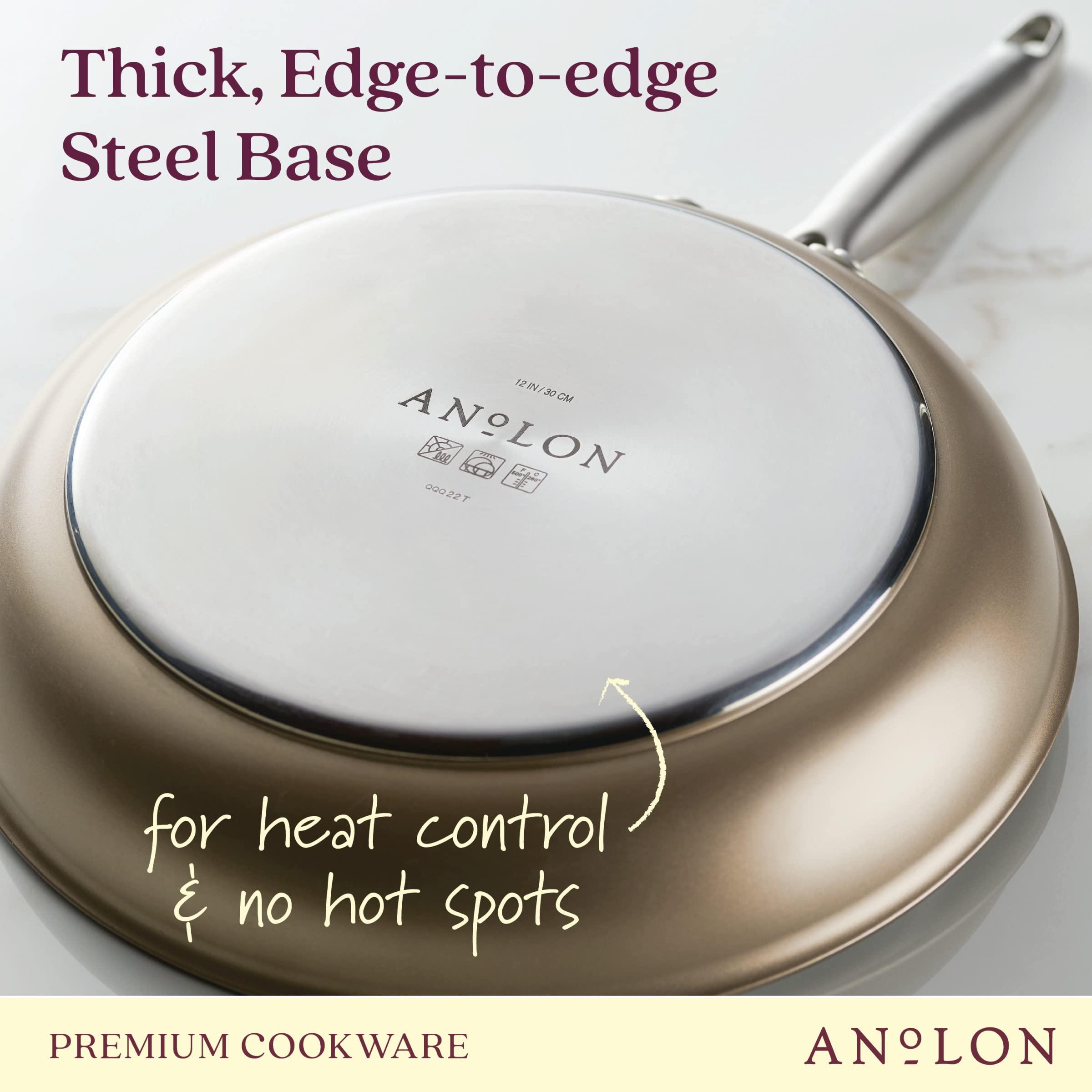 Anolon Anolon Ascend Hard Anodized Nonstick Frying Pan/Skillet - Good for All Stovetops (Gas, Glass Top, Electric & Induction), Dishwasher & Oven Safe with Stainless Steel Handle, 12 Inch - Bronze
