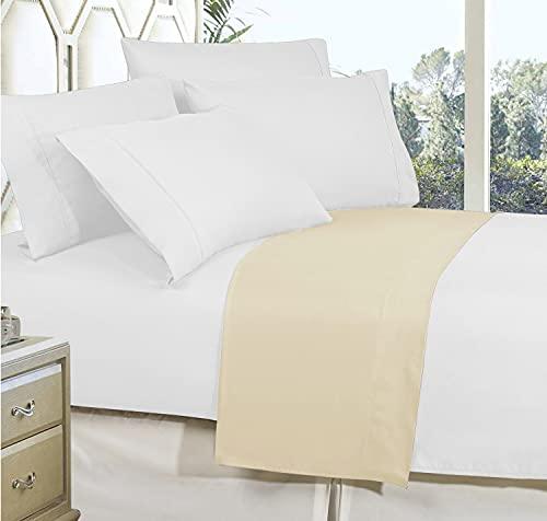 Elegant Comfort Elegant Comfort 2-Pack Luxury Flat Sheet Premium Hotel Quality Wrinkle and Fade Resistant 1500 Thread Count Egyptian Quality 2-Piece Bed Top Sheet, King/California King, Cream