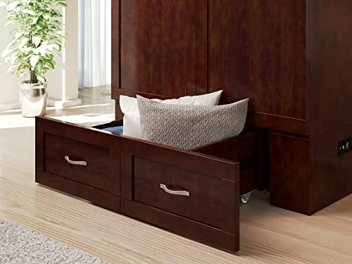 AFI AFI Hamilton Twin XL Murphy Bed Chest with Mattress, Storage, and Built-in Charger in Walnut
