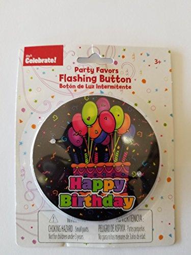 KSG Toys 3 inch diameter Happy Birthday Light Up Display Flashing On/OFF Button Party Favors gift bags pin, SET OF 12