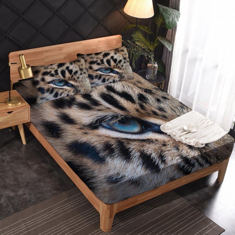 zcsm zcsm Leopard Sheets Full Size Sheets - Animal Bedding Sheets & Pillowcases - Luxurious 100% Microfiber, High Thread Count Print, Flat Sheet & Deep Pocket Fitted Sheet & 2 Pillowcases