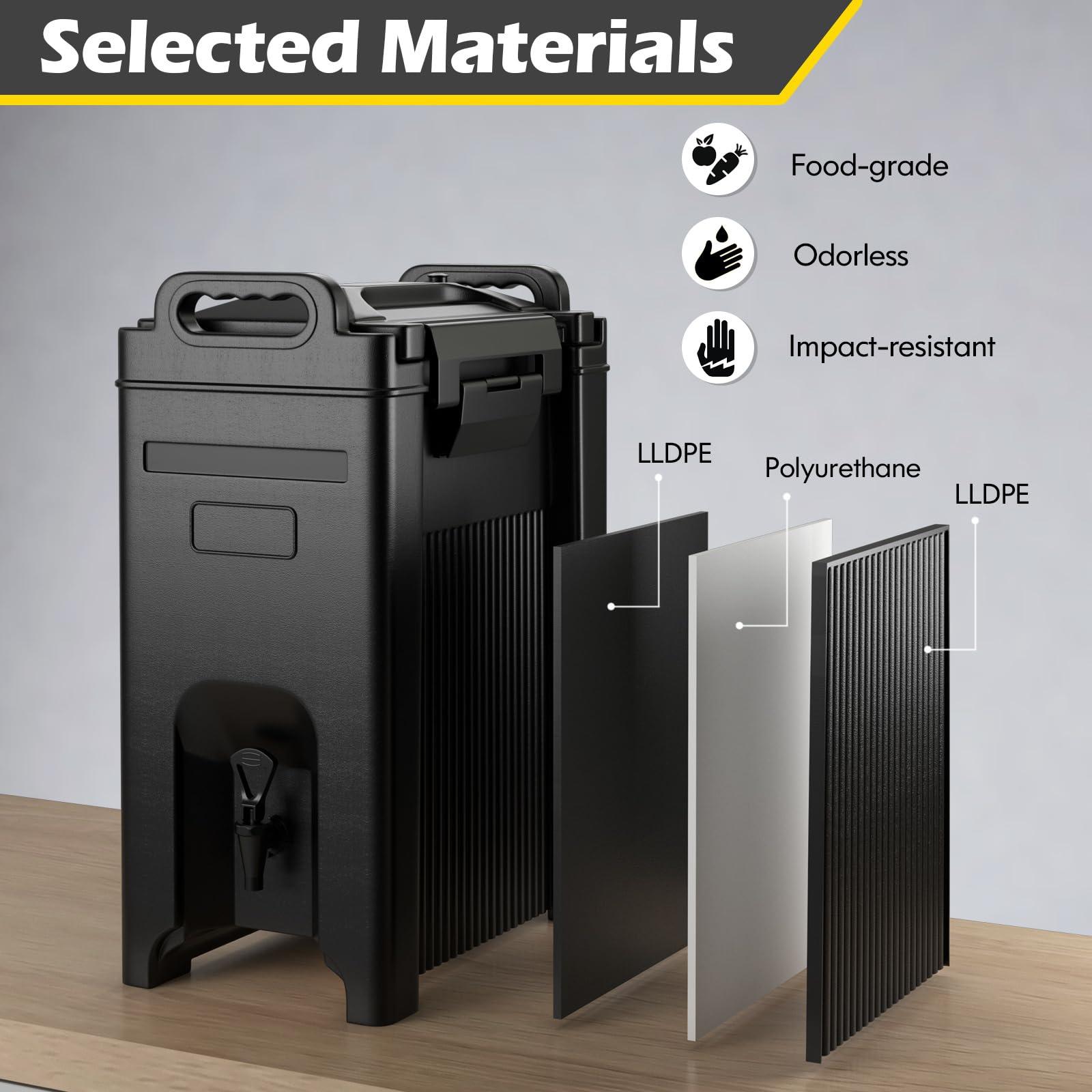 COSTWAY COSTWAY Insulated Beverage Dispenser, 5 Gallon Ice and Hot Drink Server with Handles for Catering, Food-grade LLDPE Material, Keep Hot Chocolate Coffee Tea Warm, Hot beverage Dispenser for Party