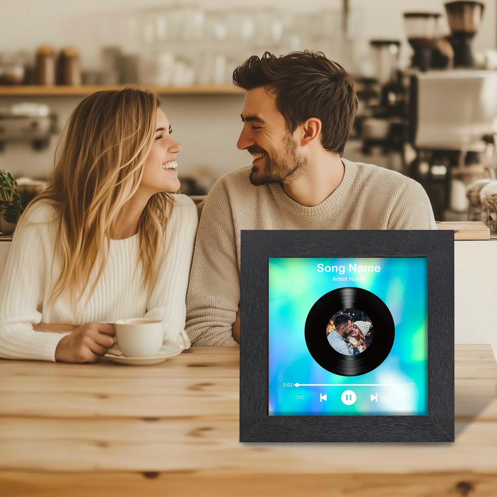 Dyoart Dyoart Custom Memory Music & Photo Wooden Frame, Personalized Wedding Music and Photo Frame, Can Play Song & Recordable, Tabletop & Wall Mount, Birthday Sounds Gifts for Him