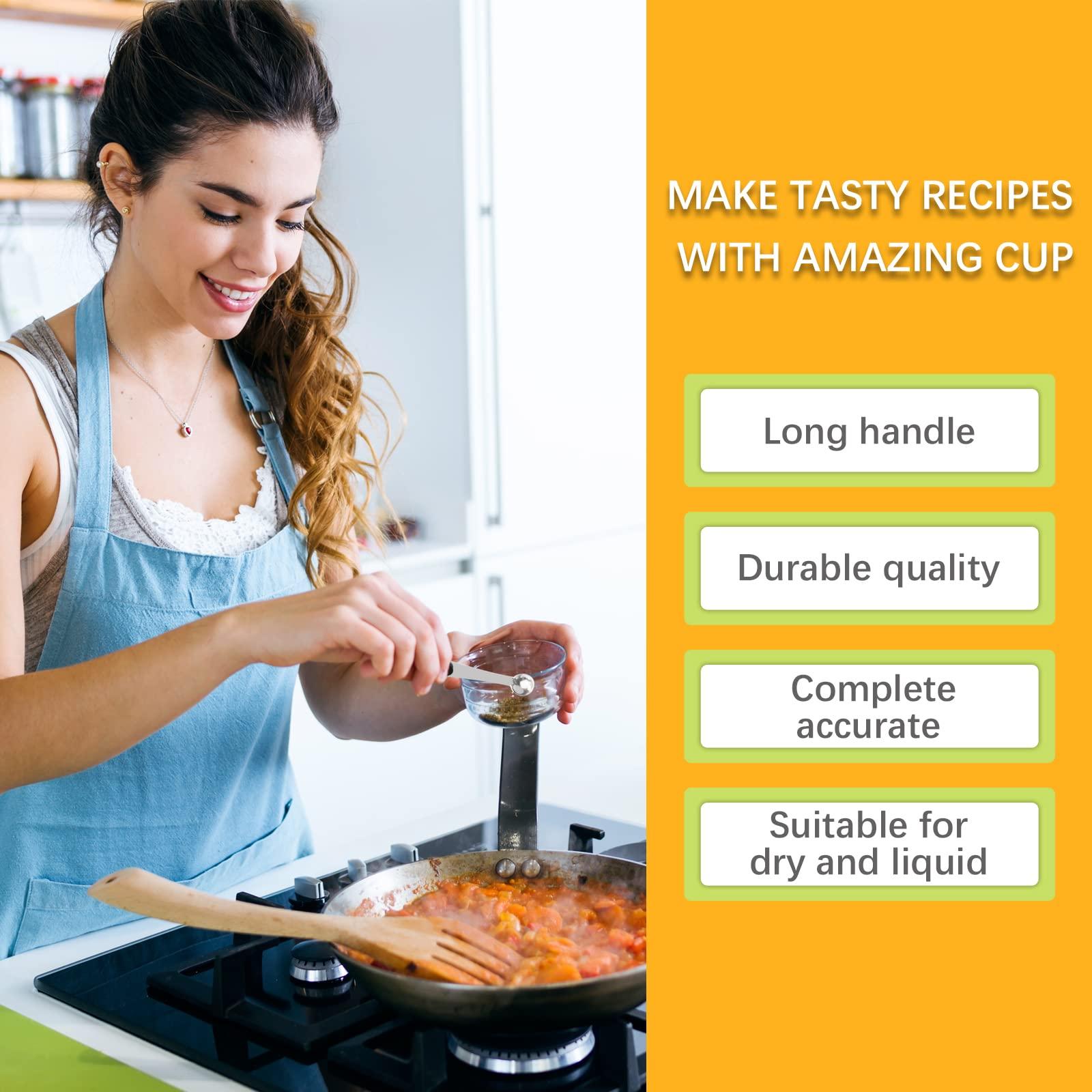 LEIFENY LEIFENY 2PCS 1/4 Tsp(1.25ml) Single Measuring Spoon with Black Silicone Grip, Stainless Steel Individual Measure Scoop Only