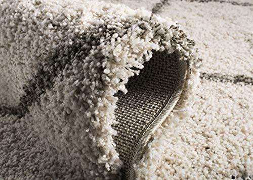 Safavieh SAFAVIEH Hudson Shag Collection Area Rug - 7' Square, Ivory & Grey, Modern Trellis Design, Non-Shedding & Easy Care, 2-inch Thick Ideal for High Traffic Areas in Living Room, Bedroom (SGH281A)