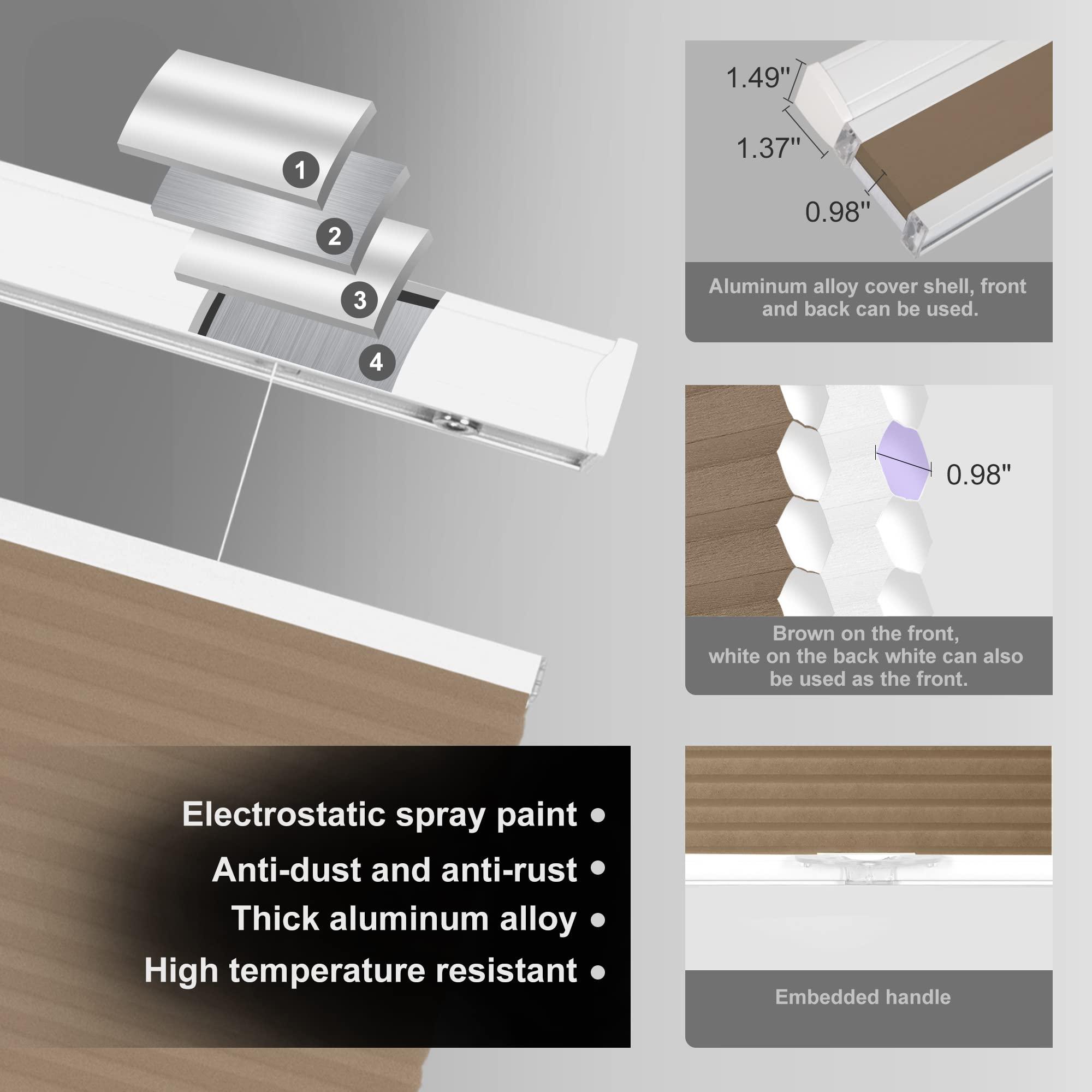 HOTSOON Top Down and Bottom Up Light Filtering Cellular Shades Cordless Honeycomb Shades HOTSOON Honeycomb Blinds for Windows Custom Cut to Size, Brown, 24" W x 36" H