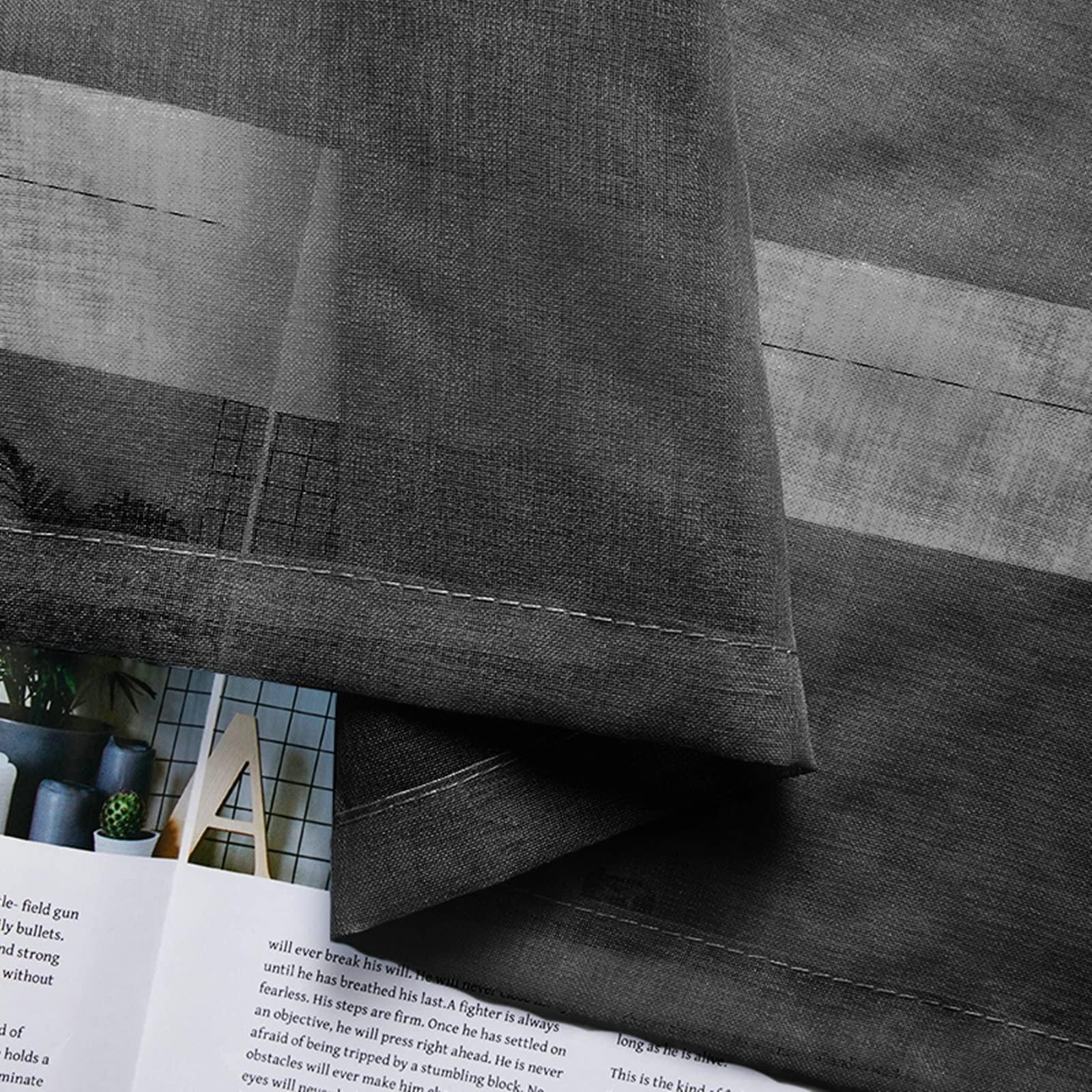 KnBoB KnBoB Black Curtains Sheer, 40x72 Privacy Curtains That Let Light in Living Room Grommet Polyester Solid Color Sheer Privacy Curtains 72 Inches Long