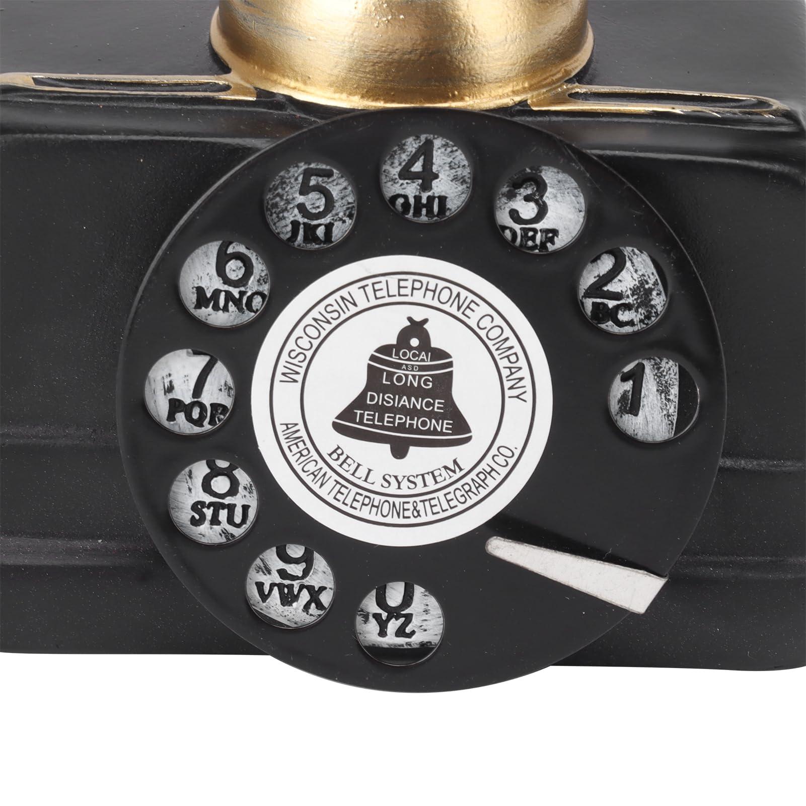 Asixxsix Retro Rotary Landline Phone, Resin Retro Decorative Phone Multifunctional Attractive Retro Telephone Model for Home Office Desk, Antique (-14)