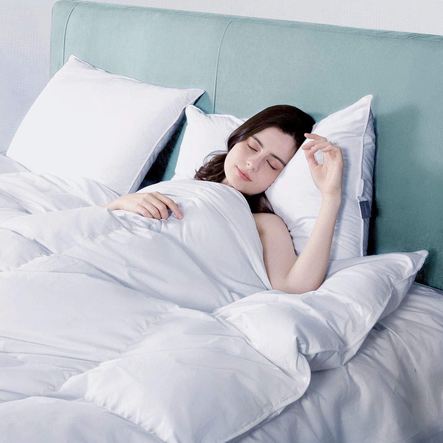 RU BEDDING RU BEDDING Down Alternative Comforter, All Season Comforter - Fiberfill Duvet Insert - Box Stitched, Size-Queen (90\"X102\") Colour Aqua Blue