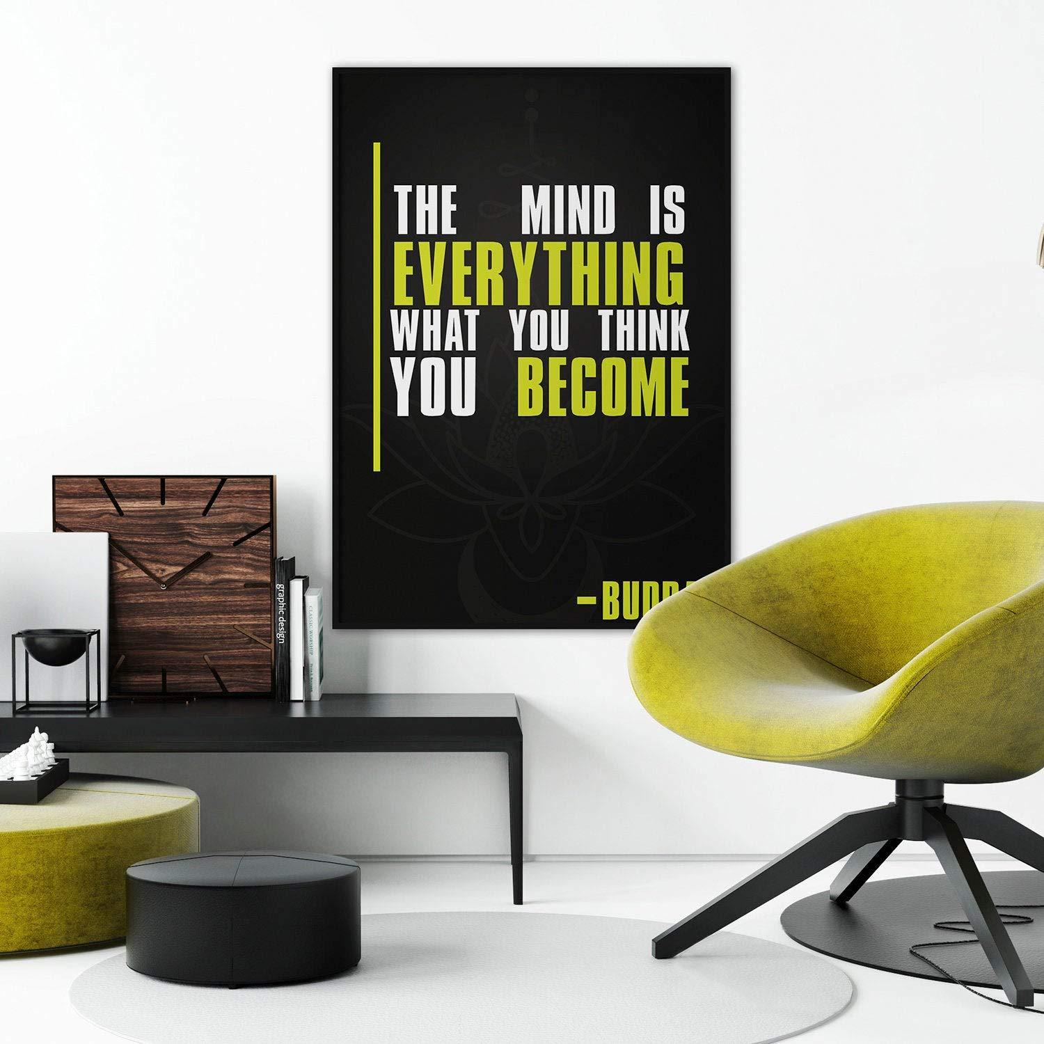 Decords Motivational Quote Wall Poster Print Art - Inspiring Motivation Positive Printable Gift - Buddah The Mind is Everything What You Become