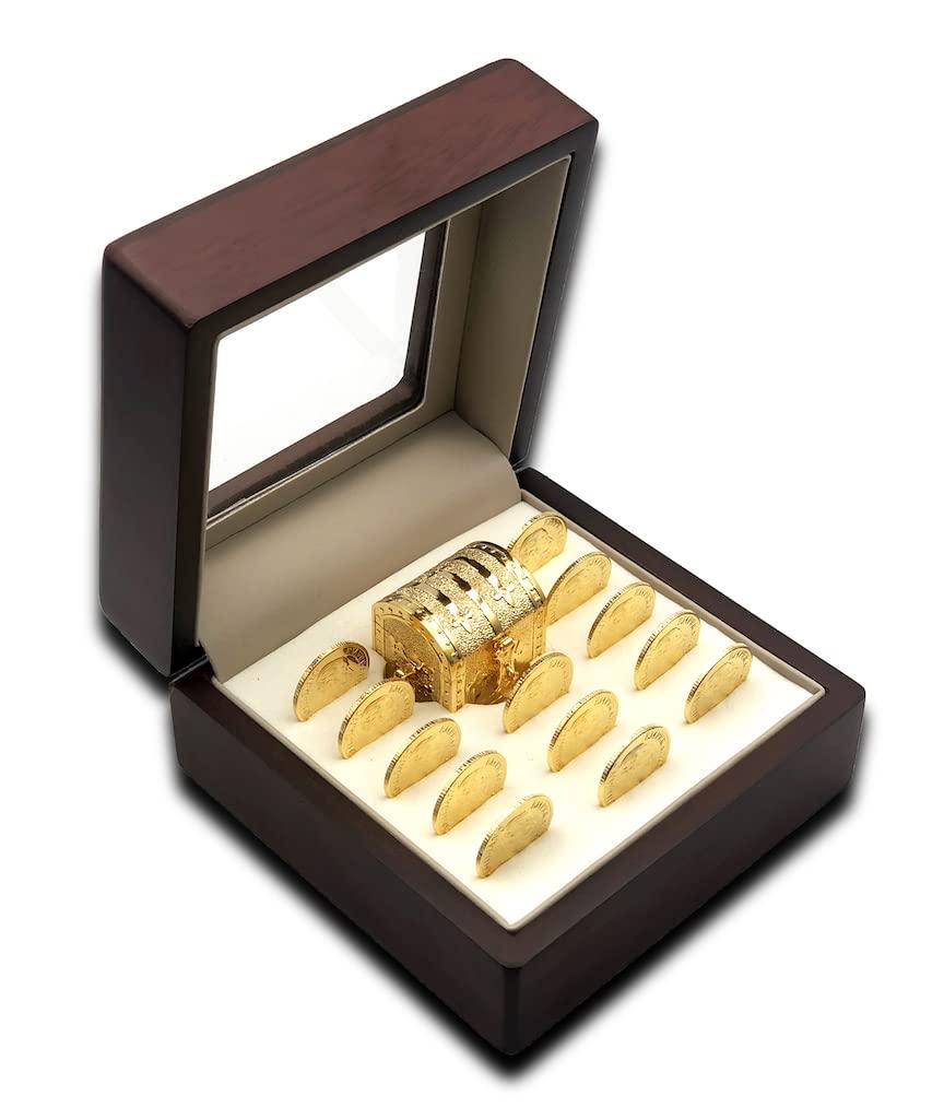 Glam Wedding Wedding Accessories Arras para Boda - Unity Coins Set Arras Matrimoniales Handmade Decorative Classic Coins, Chest And Box (San Benito)