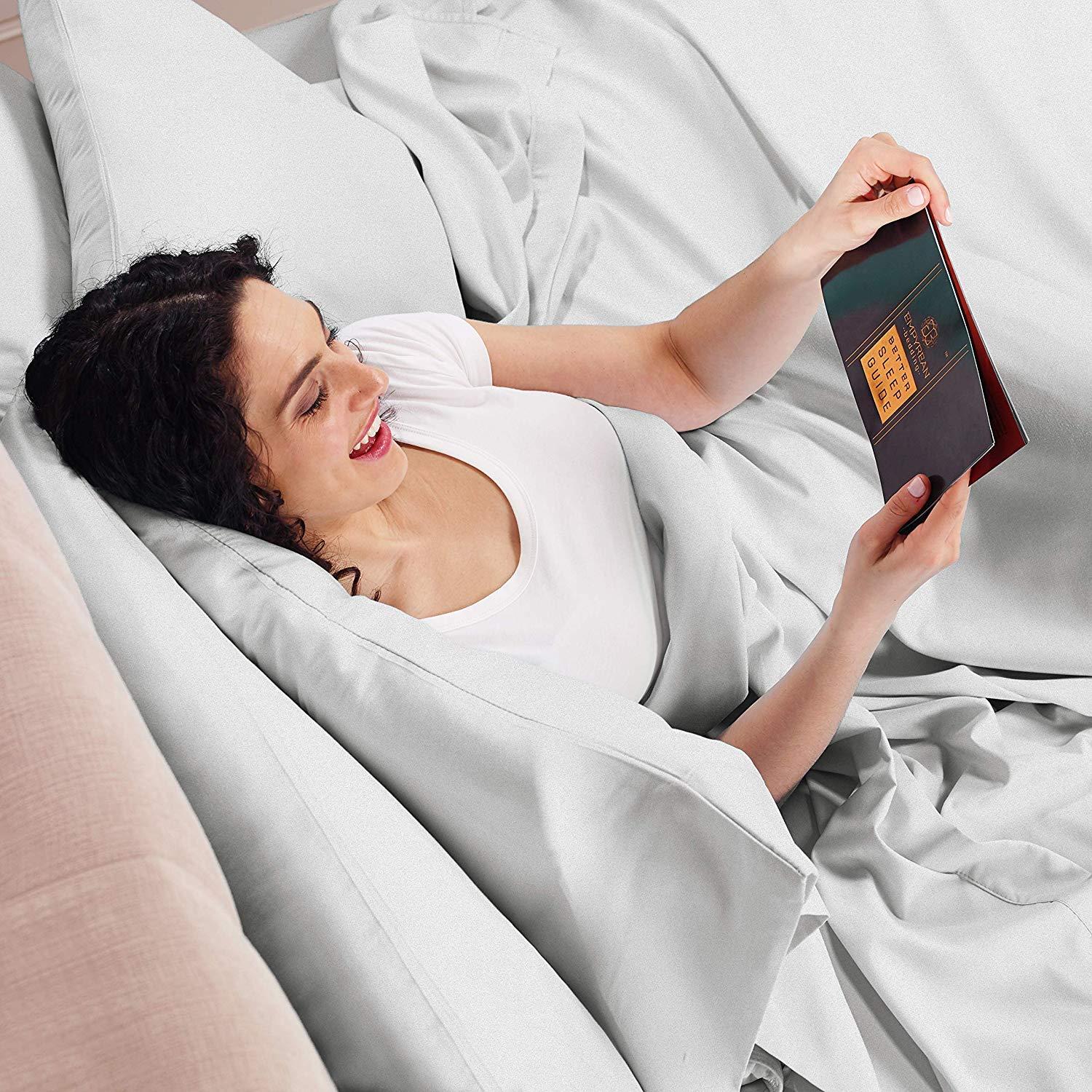 RRlinen Split Queen Sheet Set 5 Piece for Split Queen Bed Size Only,100 Percent Egyptian Cotton 800 TC, Light Grey split top Queen sheets set for adjustable beds 12 inch Deep Pocket (Split Queen, Light Grey)