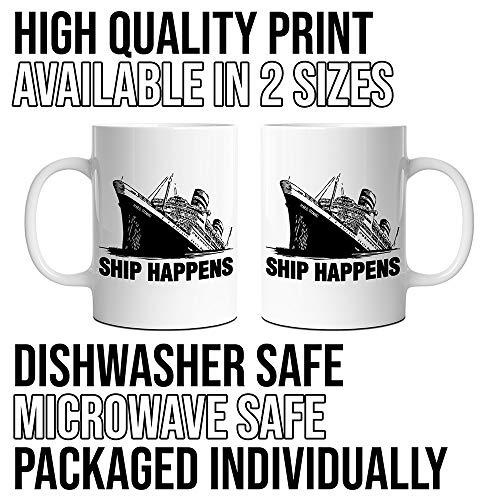 TWISTED ENVY TWISTED ENVY 11 Oz Ceramic Coffee Mugs - Titanic Ship Happens Printed White Tea Cup - Novelty, Funny Gifts for Home and Office, Friends, Men, Women