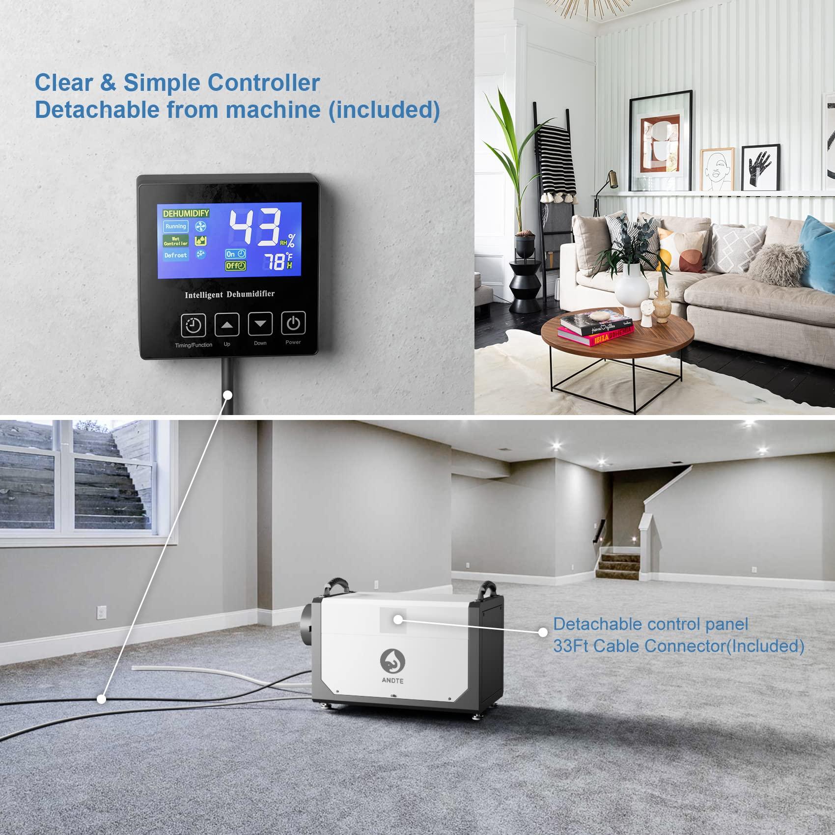 ANDTE ANDTE 145 Pint Crawl Space Dehumidifier for Basement,Energy Star Commercial Dehumidifiers with Drain Hose, Industrial Dehumidifier,Large Room,Remote Control, Whole House, 5 Years Support