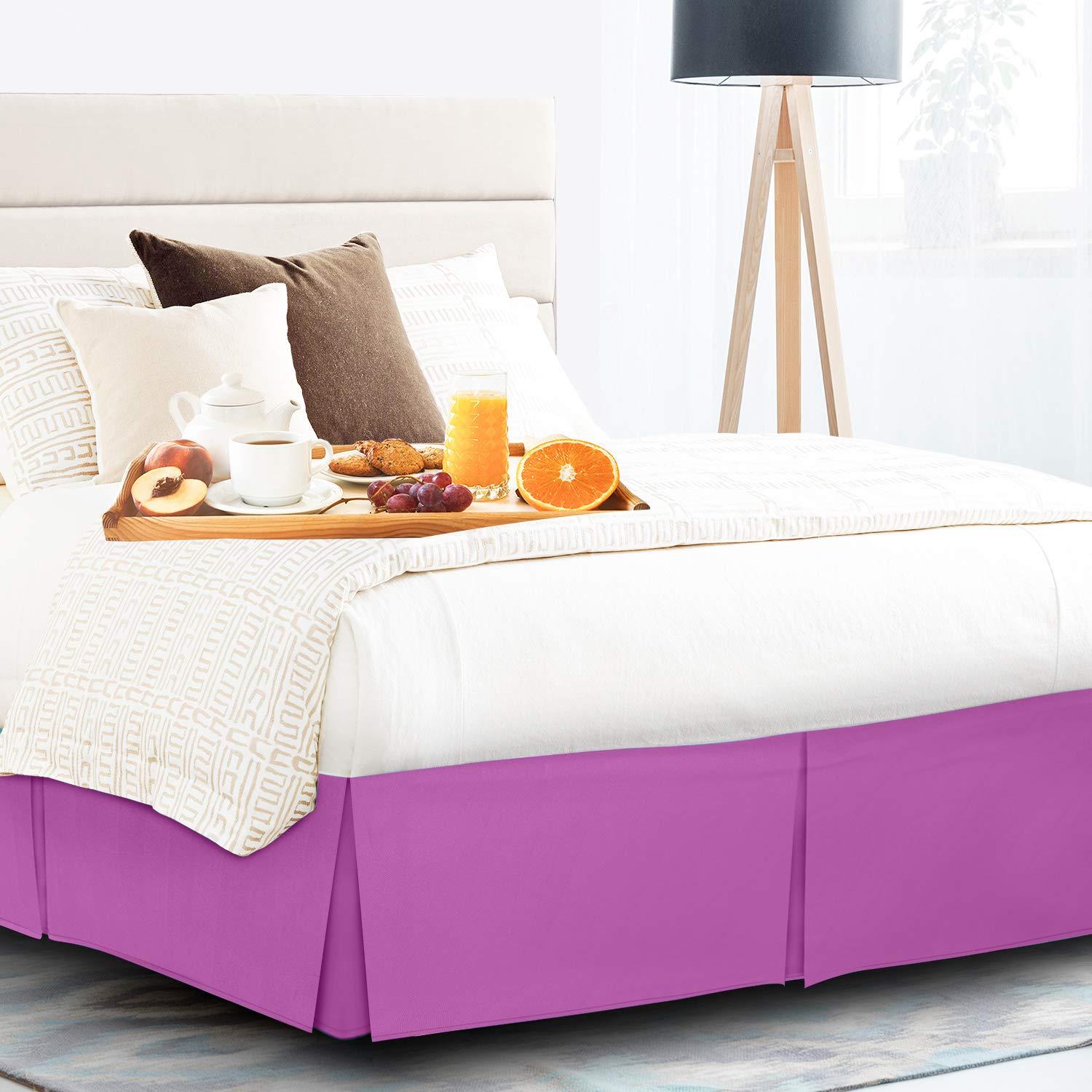 Glamour Bedding Super Soft Tailored Box Pleated Radiant Orchid Purple Bed Skirt 16'' Drop 39 x 80Inches Egyptian Cotton 800 TC Hotel Quality Split Corner Twin XL Bed Skirt Wrinkle & Fade Resistant Bed Cover Skirt