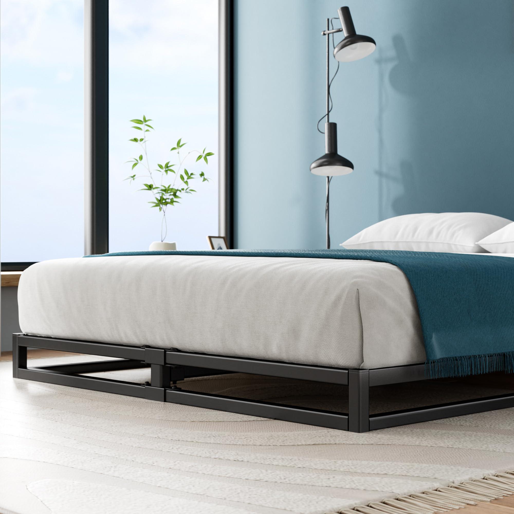 Zinus Zinus Joseph Low Profile 6 Inch Platform Bed Frame, Wood Slat Support, No Box Spring Needed, Eco Friendly WonderBox(TM) Packaging, Easy Assembly, Black, Twin