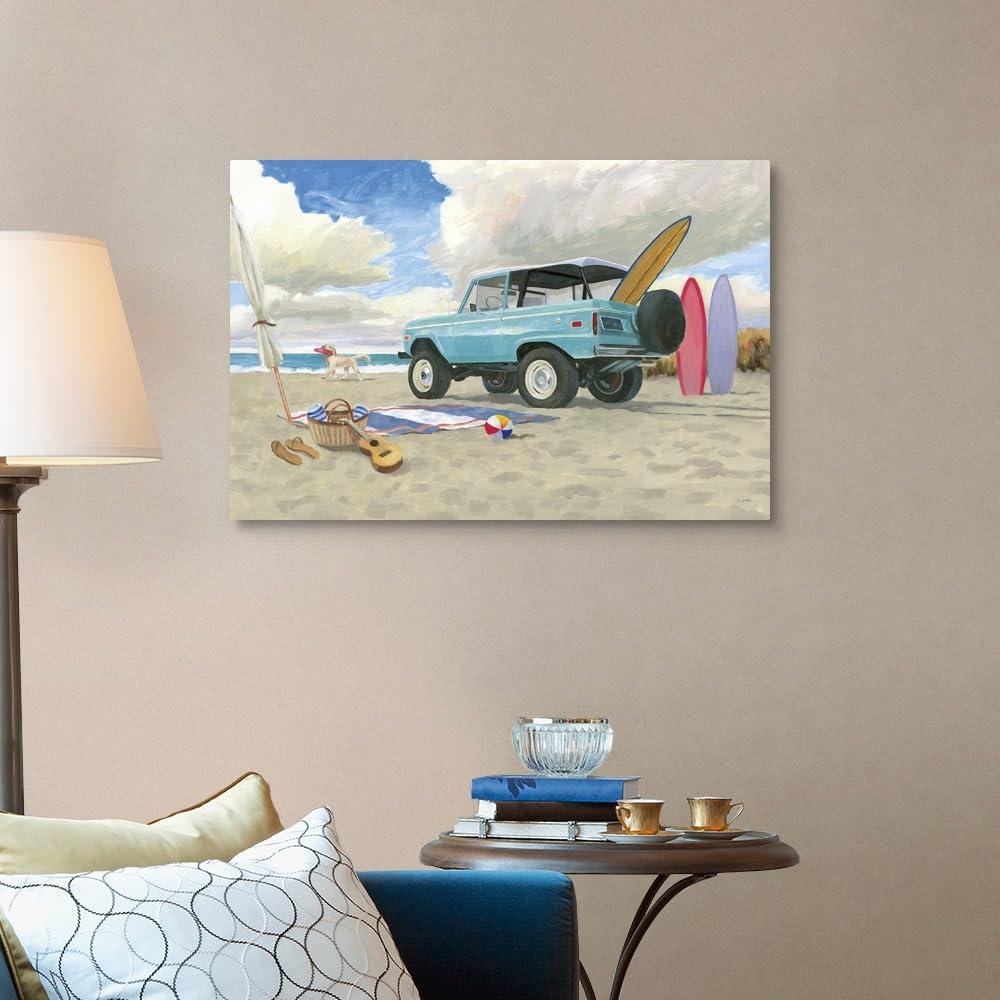 CANVAS ON DEMAND CANVAS ON DEMAND Beach Ride I Canvas Wall Art Print by James Wiens, Coastal, Home Decor, Dog, Wildlife Artwork, 36\"x24\"