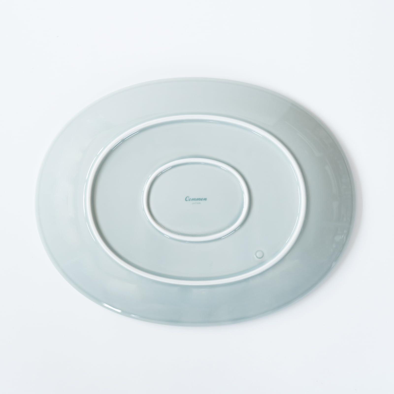 (Saikaitoki) (Saikaitoki) Saikai Pottery 13219 Hasamiyaki Common Plate Plate, Oval Gray, Diameter 10.6 inches (27 cm), Microwave and Dishwasher Safe, Made in Japan